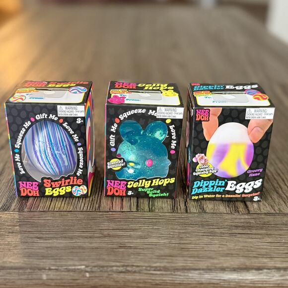 Schylling NeeDoh Jelly Hops, Swirlie Eggs, Dippin' Dazzler Easter New SET OF 3 - Picture 2 of 12